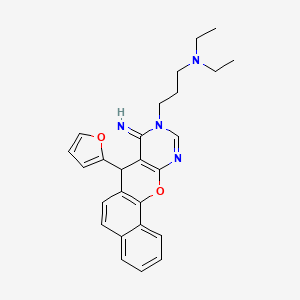 molecular formula C26H28N4O2 B10868983 N,N-Diethyl-N-{3-[7-(2-furyl)-8-imino-7H-benzo[7,8]chromeno[2,3-D]pyrimidin-9(8H)-YL]propyl}amine 