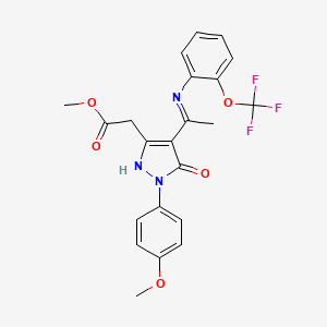 molecular formula C22H20F3N3O5 B10869039 methyl [(4Z)-1-(4-methoxyphenyl)-5-oxo-4-(1-{[2-(trifluoromethoxy)phenyl]amino}ethylidene)-4,5-dihydro-1H-pyrazol-3-yl]acetate 