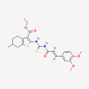 ethyl 2-({[(2E)-3-(3,4-dimethoxyphenyl)prop-2-enoyl]carbamothioyl}amino)-6-methyl-4,5,6,7-tetrahydro-1-benzothiophene-3-carboxylate