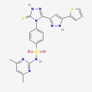 N-(4,6-dimethylpyrimidin-2-yl)-4-{3-sulfanyl-5-[3-(thiophen-2-yl)-1H-pyrazol-5-yl]-4H-1,2,4-triazol-4-yl}benzenesulfonamide