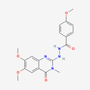 molecular formula C19H20N4O5 B10869103 N'-(6,7-dimethoxy-3-methyl-4-oxo-3,4-dihydroquinazolin-2-yl)-4-methoxybenzohydrazide 