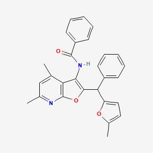 N-{4,6-dimethyl-2-[(5-methylfuran-2-yl)(phenyl)methyl]furo[2,3-b]pyridin-3-yl}benzamide