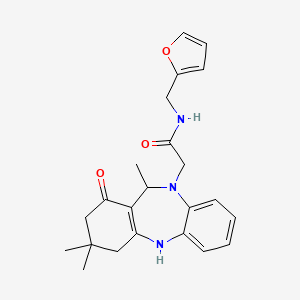 N-(2-furylmethyl)-2-(3,3,11-trimethyl-1-oxo-1,2,3,4,5,11-hexahydro-10H-dibenzo[b,e][1,4]diazepin-10-yl)acetamide