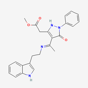 molecular formula C24H24N4O3 B10869183 methyl [(4Z)-4-(1-{[2-(1H-indol-3-yl)ethyl]amino}ethylidene)-5-oxo-1-phenyl-4,5-dihydro-1H-pyrazol-3-yl]acetate 