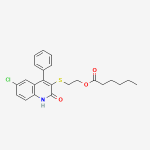 2-[(6-Chloro-2-oxo-4-phenyl-1,2-dihydroquinolin-3-yl)sulfanyl]ethyl hexanoate