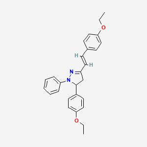 molecular formula C27H28N2O2 B10869218 5-(4-ethoxyphenyl)-3-[(E)-2-(4-ethoxyphenyl)ethenyl]-1-phenyl-4,5-dihydro-1H-pyrazole 