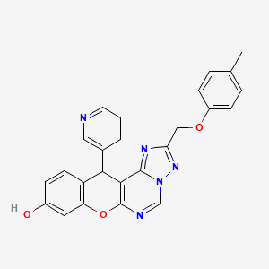 molecular formula C25H19N5O3 B10869234 2-[(4-Methylphenoxy)methyl]-12-(3-pyridyl)-12H-chromeno[3,2-E][1,2,4]triazolo[1,5-C]pyrimidin-9-OL 