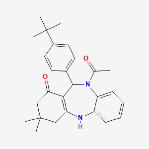 molecular formula C27H32N2O2 B10869241 10-acetyl-11-(4-tert-butylphenyl)-3,3-dimethyl-2,3,4,5,10,11-hexahydro-1H-dibenzo[b,e][1,4]diazepin-1-one 