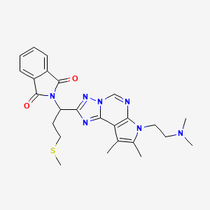 2-[1-{7-[2-(dimethylamino)ethyl]-8,9-dimethyl-7H-pyrrolo[3,2-e][1,2,4]triazolo[1,5-c]pyrimidin-2-yl}-3-(methylsulfanyl)propyl]-1H-isoindole-1,3(2H)-dione