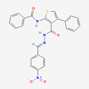 molecular formula C25H18N4O4S B10869301 N-(3-{[(2E)-2-(4-nitrobenzylidene)hydrazinyl]carbonyl}-4-phenylthiophen-2-yl)benzamide 