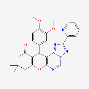 12-(3,4-dimethoxyphenyl)-9,9-dimethyl-2-(pyridin-2-yl)-8,9,10,12-tetrahydro-11H-chromeno[3,2-e][1,2,4]triazolo[1,5-c]pyrimidin-11-one