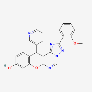 molecular formula C24H17N5O3 B10869308 2-(2-Methoxyphenyl)-12-(3-pyridyl)-12H-chromeno[3,2-E][1,2,4]triazolo[1,5-C]pyrimidin-9-OL 