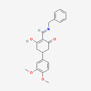 molecular formula C22H23NO4 B10869310 2-[(Benzylamino)methylidene]-5-(3,4-dimethoxyphenyl)cyclohexane-1,3-dione 