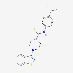 molecular formula C21H24N4S2 B10869315 4-(1,2-benzothiazol-3-yl)-N-[4-(propan-2-yl)phenyl]piperazine-1-carbothioamide 