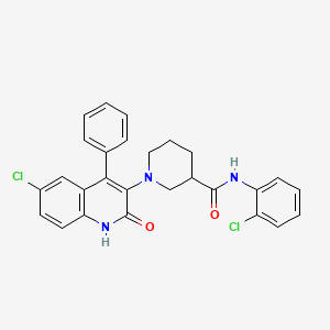 1-(6-chloro-2-oxo-4-phenyl-1,2-dihydroquinolin-3-yl)-N-(2-chlorophenyl)piperidine-3-carboxamide