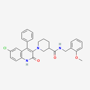 molecular formula C29H28ClN3O3 B10869330 1-(6-chloro-2-oxo-4-phenyl-1,2-dihydroquinolin-3-yl)-N-(2-methoxybenzyl)piperidine-3-carboxamide 