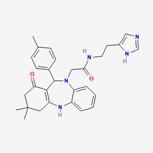 2-[3,3-dimethyl-11-(4-methylphenyl)-1-oxo-1,2,3,4,5,11-hexahydro-10H-dibenzo[b,e][1,4]diazepin-10-yl]-N-[2-(1H-imidazol-4-yl)ethyl]acetamide