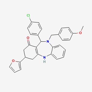 11-(4-chlorophenyl)-3-(2-furyl)-10-(4-methoxybenzyl)-2,3,4,5,10,11-hexahydro-1H-dibenzo[b,e][1,4]diazepin-1-one