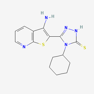 molecular formula C15H17N5S2 B10869378 5-(3-aminothieno[2,3-b]pyridin-2-yl)-4-cyclohexyl-2,4-dihydro-3H-1,2,4-triazole-3-thione 