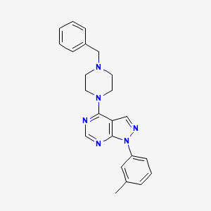 molecular formula C23H24N6 B10869428 1-Benzyl-4-[1-(3-methylphenyl)pyrazolo[3,4-D]pyrimidin-4-YL]piperazine 