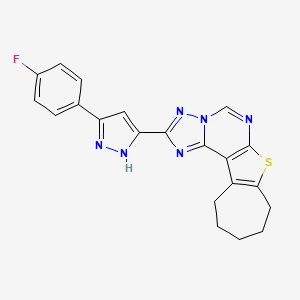 15-[3-(4-fluorophenyl)-1H-pyrazol-5-yl]-9-thia-11,13,14,16-tetrazatetracyclo[8.7.0.02,8.013,17]heptadeca-1(10),2(8),11,14,16-pentaene