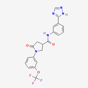 molecular formula C20H16F3N5O3 B10869450 3-Pyrrolidinecarboxamide, 5-oxo-N-[3-(1H-1,2,4-triazol-5-yl)phenyl]-1-[3-(trifluoromethoxy)phenyl]- CAS No. 1630905-42-8