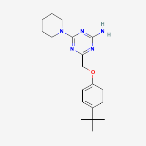 molecular formula C19H27N5O B10869487 4-[(4-Tert-butylphenoxy)methyl]-6-(piperidin-1-yl)-1,3,5-triazin-2-amine 