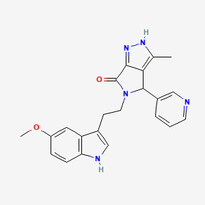 molecular formula C22H21N5O2 B10869522 5-[2-(5-methoxy-1H-indol-3-yl)ethyl]-3-methyl-4-(pyridin-3-yl)-4,5-dihydropyrrolo[3,4-c]pyrazol-6(2H)-one 