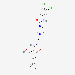 N-(3,4-dichlorophenyl)-4-[2-({[2,6-dioxo-4-(thiophen-2-yl)cyclohexylidene]methyl}amino)ethyl]piperazine-1-carboxamide