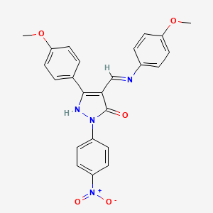 (4Z)-5-(4-methoxyphenyl)-4-{[(4-methoxyphenyl)amino]methylidene}-2-(4-nitrophenyl)-2,4-dihydro-3H-pyrazol-3-one