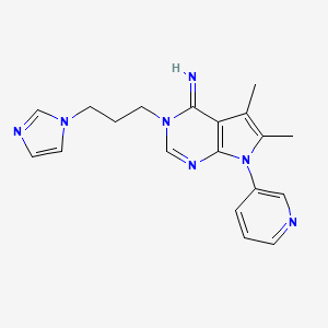 molecular formula C19H21N7 B10869578 3-[3-(1H-imidazol-1-yl)propyl]-5,6-dimethyl-7-(pyridin-3-yl)-3,7-dihydro-4H-pyrrolo[2,3-d]pyrimidin-4-imine 