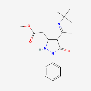 molecular formula C18H23N3O3 B10869615 methyl {(4Z)-4-[1-(tert-butylamino)ethylidene]-5-oxo-1-phenyl-4,5-dihydro-1H-pyrazol-3-yl}acetate 