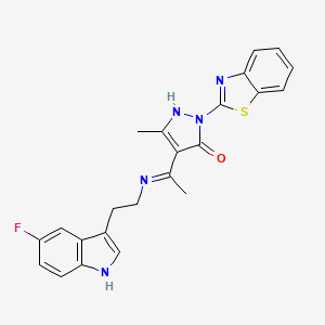 (4Z)-2-(1,3-benzothiazol-2-yl)-4-(1-{[2-(5-fluoro-1H-indol-3-yl)ethyl]amino}ethylidene)-5-methyl-2,4-dihydro-3H-pyrazol-3-one