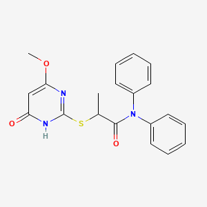 molecular formula C20H19N3O3S B10869628 2-[(4-methoxy-6-oxo-1,6-dihydropyrimidin-2-yl)sulfanyl]-N,N-diphenylpropanamide 