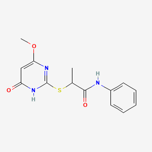 2-[(4-methoxy-6-oxo-1,6-dihydropyrimidin-2-yl)sulfanyl]-N-phenylpropanamide