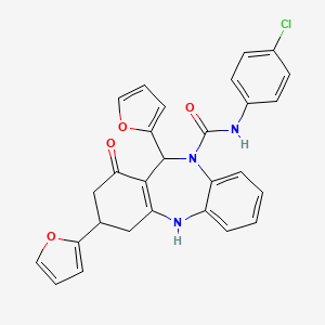 N-(4-Chlorophenyl)-3,11-DI(2-furyl)-1-oxo-1,2,3,4,5,11-hexahydro-10H-dibenzo[B,E][1,4]diazepine-10-carboxamide