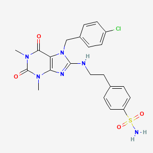 molecular formula C22H23ClN6O4S B10869661 4-(2-{[7-(4-chlorobenzyl)-1,3-dimethyl-2,6-dioxo-2,3,6,7-tetrahydro-1H-purin-8-yl]amino}ethyl)benzenesulfonamide 