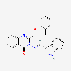 molecular formula C25H20N4O2 B10869666 3-{[(E)-1H-indol-3-ylmethylidene]amino}-2-[(2-methylphenoxy)methyl]quinazolin-4(3H)-one 