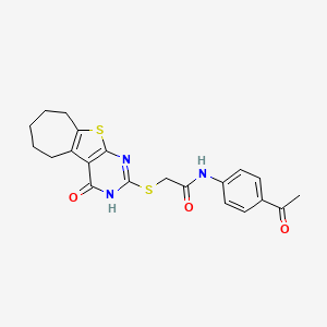 N-(4-acetylphenyl)-2-[(4-oxo-3,5,6,7,8,9-hexahydro-4H-cyclohepta[4,5]thieno[2,3-d]pyrimidin-2-yl)sulfanyl]acetamide