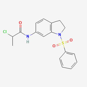 molecular formula C17H17ClN2O3S B10869744 2-Chloro-N-[1-(phenylsulfonyl)-2,3-dihydro-1H-indol-6-YL]propanamide 