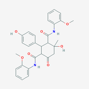 4-hydroxy-2-(4-hydroxyphenyl)-N,N'-bis(2-methoxyphenyl)-4-methyl-6-oxocyclohexane-1,3-dicarboxamide