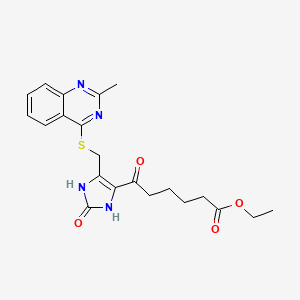 ethyl 6-(5-{[(2-methylquinazolin-4-yl)sulfanyl]methyl}-2-oxo-2,3-dihydro-1H-imidazol-4-yl)-6-oxohexanoate