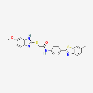 molecular formula C24H20N4O2S2 B10869810 2-[(6-methoxy-1H-benzimidazol-2-yl)sulfanyl]-N-[4-(6-methyl-1,3-benzothiazol-2-yl)phenyl]acetamide 