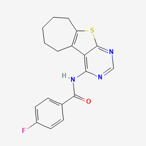 molecular formula C18H16FN3OS B10869820 4-Fluoro-N-(6,7,8,9-tetrahydro-5H-10-thia-1,3-diaza-benzo[a]azulen-4-yl)-benzamide 