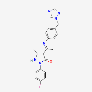 molecular formula C21H19FN6O B10869900 (4Z)-2-(4-fluorophenyl)-5-methyl-4-(1-{[4-(1H-1,2,4-triazol-1-ylmethyl)phenyl]amino}ethylidene)-2,4-dihydro-3H-pyrazol-3-one 