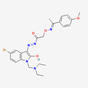 N'-{(3Z)-5-bromo-1-[(diethylamino)methyl]-2-oxo-1,2-dihydro-3H-indol-3-ylidene}-2-({[(1E)-1-(4-methoxyphenyl)ethylidene]amino}oxy)acetohydrazide