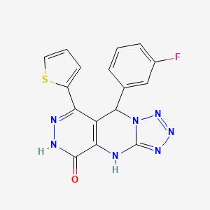 8-(3-fluorophenyl)-10-thiophen-2-yl-2,4,5,6,7,11,12-heptazatricyclo[7.4.0.03,7]trideca-1(9),3,5,10-tetraen-13-one