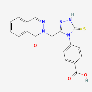 molecular formula C18H13N5O3S B10869986 4-{3-[(1-oxophthalazin-2(1H)-yl)methyl]-5-sulfanyl-4H-1,2,4-triazol-4-yl}benzoic acid 