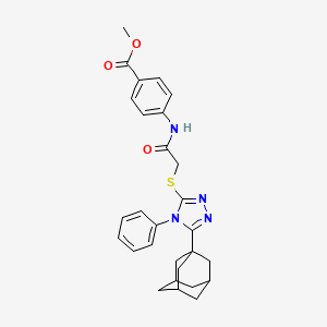 molecular formula C28H30N4O3S B10869990 Methyl 4-[(2-{[5-(1-adamantyl)-4-phenyl-4H-1,2,4-triazol-3-YL]sulfanyl}acetyl)amino]benzoate 