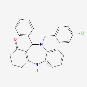 molecular formula C26H23ClN2O B10870001 10-(4-chlorobenzyl)-11-phenyl-2,3,4,5,10,11-hexahydro-1H-dibenzo[b,e][1,4]diazepin-1-one 